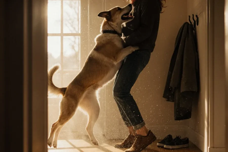 Dog jumping on a person during a greeting — how to stop dog jumping