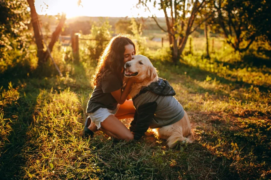 Owner hugging their happy dog — how to get your dog to love you more