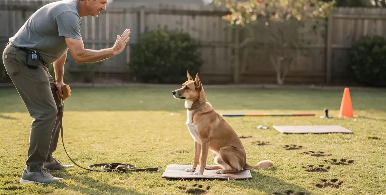 Dog holding a stay during training — how to teach a dog to stay with the 3-D method