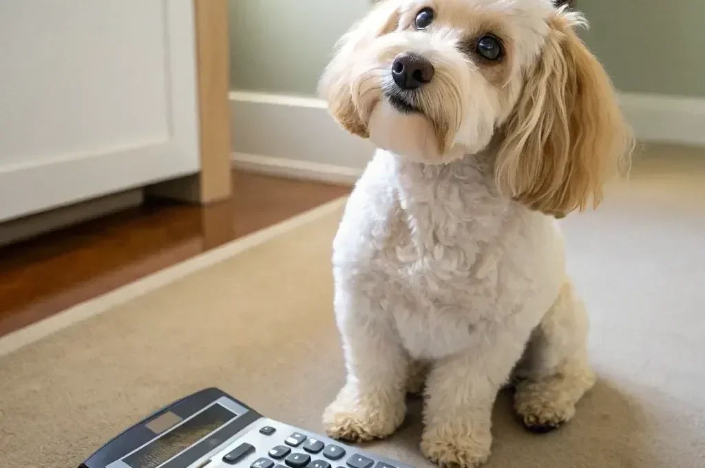 Dog with owner reviewing pet insurance costs — pet insurance vs savings account comparison