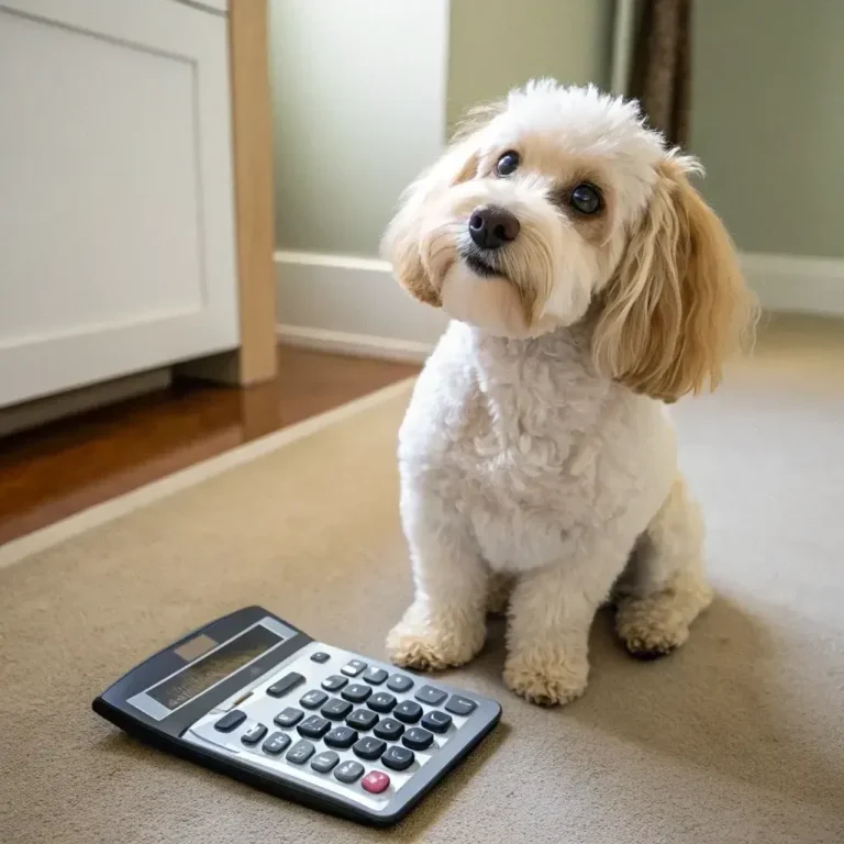 Dog with owner reviewing pet insurance costs — pet insurance vs savings account comparison