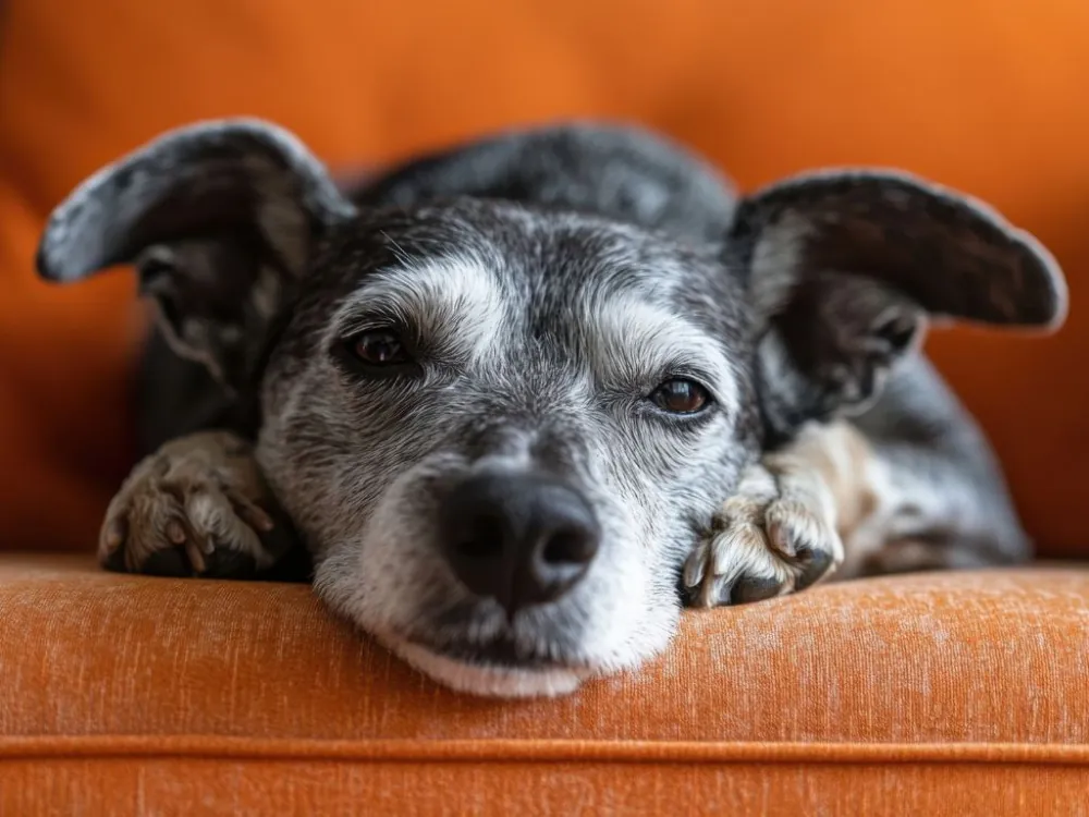 The Real Cost of Owning a Dog in 2026: First Year, Annual, and Lifetime Numbers 14 Senior dog resting at home — vet costs roughly double in a dog's senior years