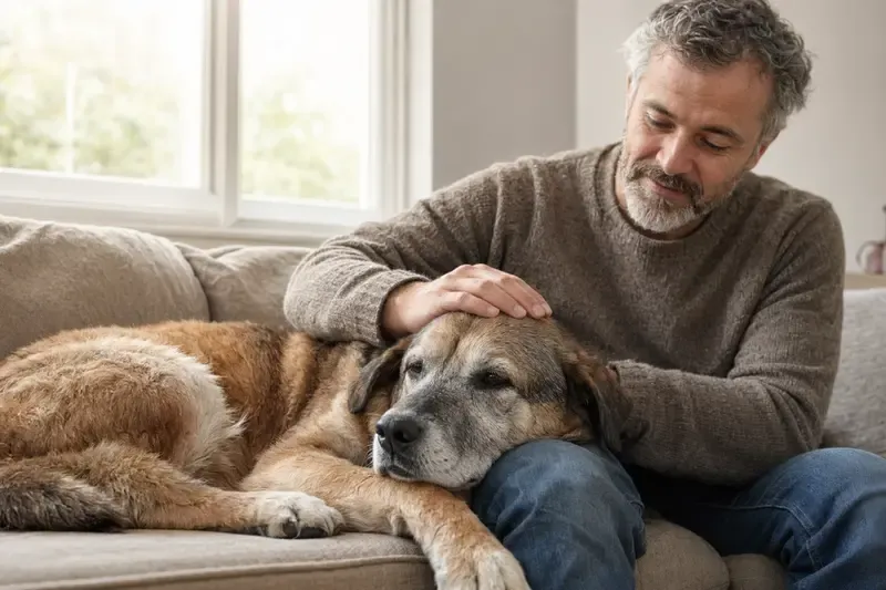 Why Does My Dog Follow Me Everywhere? 6 Reasons 13 Senior dog staying close to its owner — sudden clinginess in older dogs warrants a vet check
