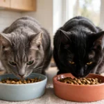 multi-pet insurance - two cats eating from separate bowls